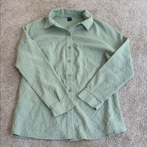 SHEIN Green Button Up Long Sleeve Top Size Small
